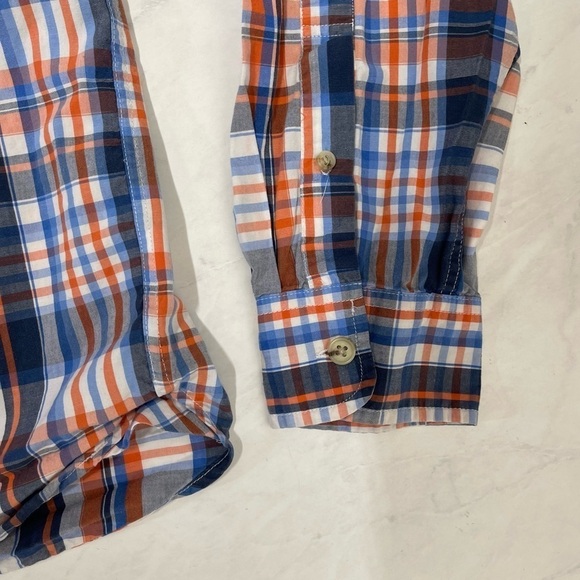 Stoic Orange Blue Plaid Long Sleeve Button Down Shirt Size Large - Picture 6 of 6
